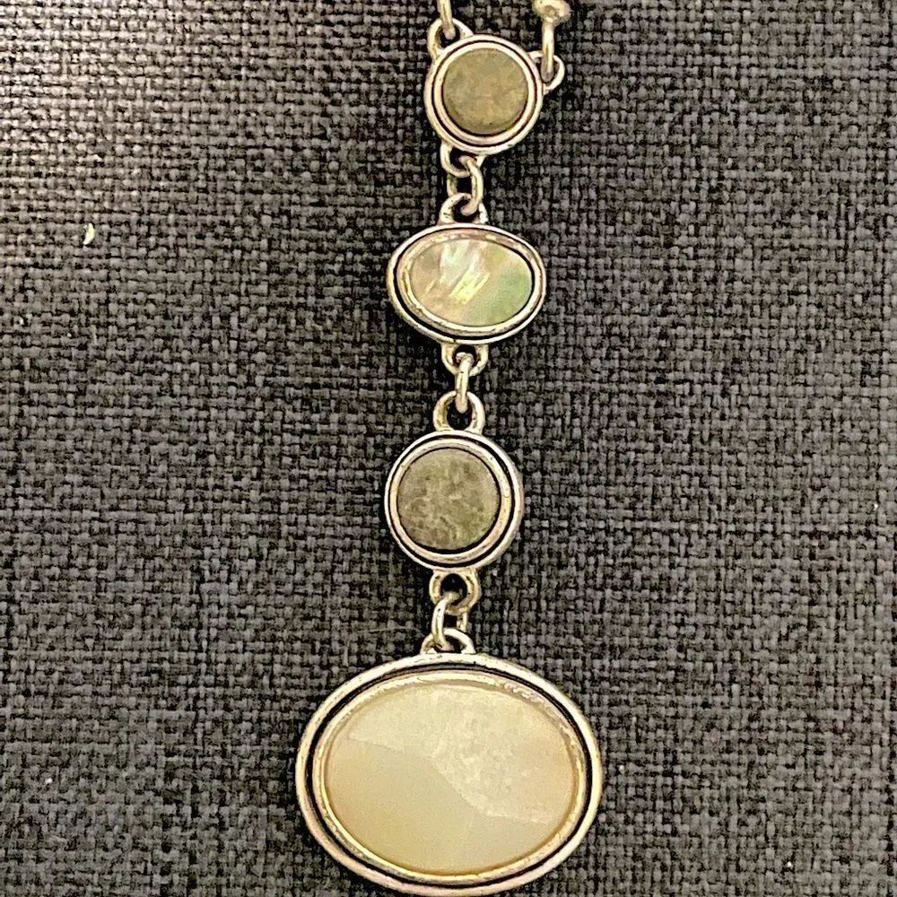 Kenneth Cole 4 Stone (Grey/Cream/Green/Brown ) Stacked Necklace.